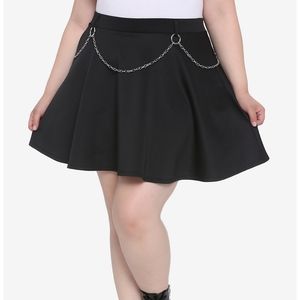 NWT Black Chains & Clips Skater Skirt Plus Size